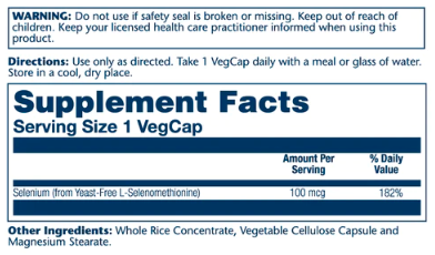 Selenium Yeast Free 100mcg - 90 vcaps 2022-10-1030 фото