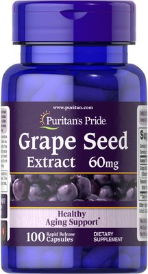 Grape Seed Extract 60 mg with Resveratrol 30mcg - 100 capsules 100-99-4840360-20 фото