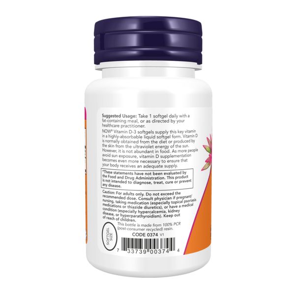 Vitamin D-3 5000 IU - 30 softgels 2023-10-3275 фото