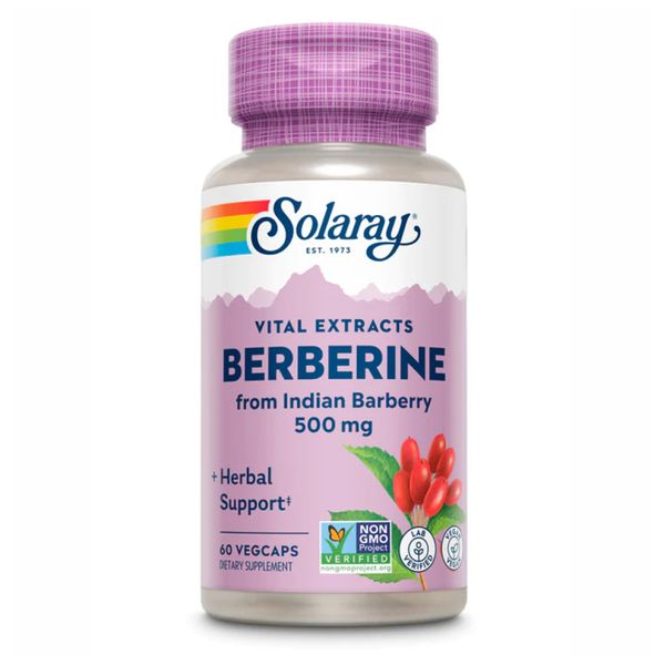 Берберин, для снижения уровня глюкозы и работы кишечника, Berberine from Indian Barberry 500mg - 60 vcaps 2022-10-1037 фото