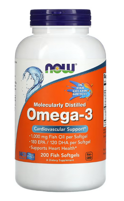 Omega-3 Molecularly Distilled - 200 fish softgels 100-89-9496565-20 фото