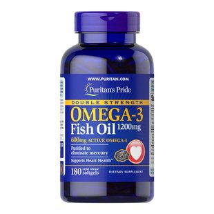 Омега-3, Double Strength Omega-3 Fish Oil 1200 mg/600 mg -180 Softgels 100-62-8550333-20 фото