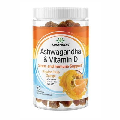 Ashwagandha Vitamin D - 60 Gummies Passion Fruit-Orange 2022-09-1082 фото