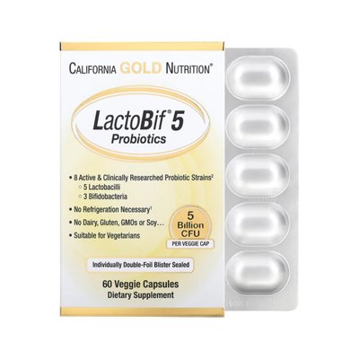 LactoBif 5 Probiotics - 60 veg caps 2023-10-2653 фото