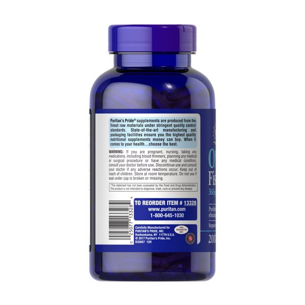 Омега-3, Omega-3 Fish Oil 1200 mg (360 mg Active Omega-3) - 200 softgels 2023-10-2478 фото