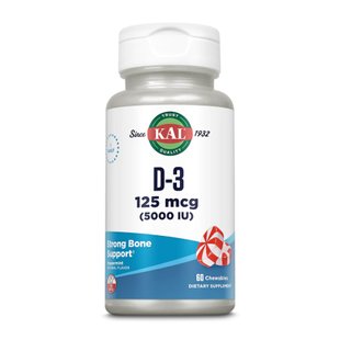 Витамин Д3, D-3 5000 IU 125mcg - 60 chewables 2023-10-2123 фото