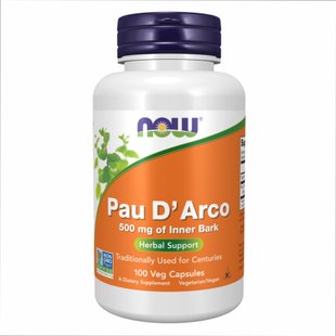 Пау Дарко, Pau D' Arco 500 мг - 100 веганських капсул 2022-10-0973 фото
