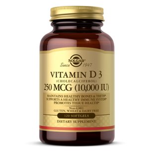 Вітамін Д3, Vitamin D3 250mcg (10 000IU) - 120 softgels 100-68-6954216-20 фото