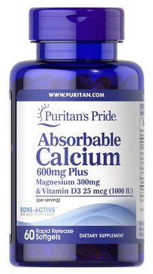 Absorbable Calcium 600mg plus Magnesium 300mg - 60 Softgels 100-57-8855567-20 фото