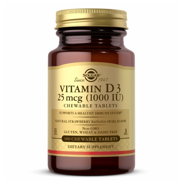 Vitamin D3 25 mcg (1000 IU) Chewable Strawberry Banana Swirl - 100 Chewables 2022-10-0757 фото