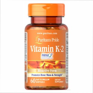 Вітамін К-2, Vitamin k-2 (Mena q7) 50mcg - 60softgels 2022-09-0198 фото