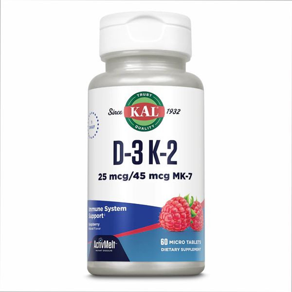 Вітамін Д3 1000 IU та К2, D3 & K2 25mcg - 60 tabs Raspberry 2022-10-0997 фото