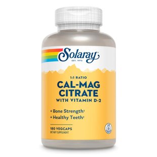 Кальцій та Магній Цитрат, Solaray Cal-Mag Citrate - 180 veg caps 2022-10-2444 фото