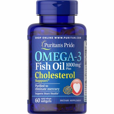 Omega-3 Fish Oil Plus Cholesterol Support - 60 Softgels 100-91-5137007-20 фото
