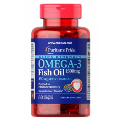 Omega-3 Fish Oil Extra Strength 1500 mg (450 mg Active Omega-3) 60 Softgels 100-77-5623152-20 фото