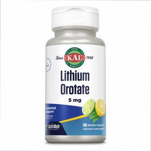 Літіум оротат, Lithium Orotate 5mg - 90 tabs Lemon Lime 2022-10-1001 фото