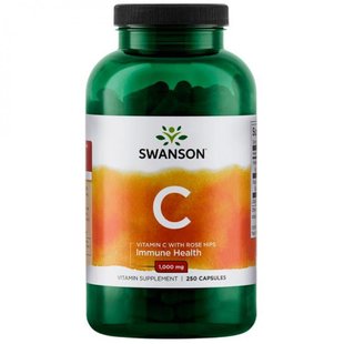 Вітамін С, Vitamin C with Rose Hips 1000 mg - 250 caps 100-21-9481331-20 фото