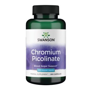 Хром Пиколинат, Chromium Picolinate 200mcg - 200 сaps 100-43-2938179-20 фото