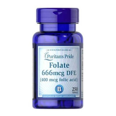 Folate 666mcg DFE (Folic Acid 400 mcg) - 250 Tablets 100-51-4133470-20 фото