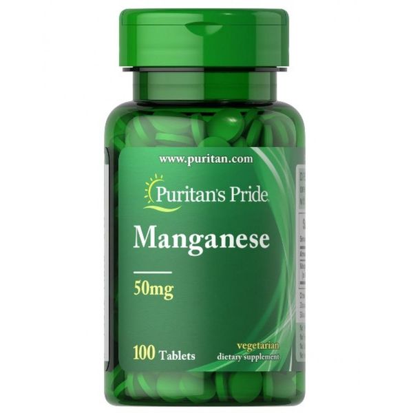 Марганец, Manganese 50 mg - 100 tablets 100-48-1672775-20 фото