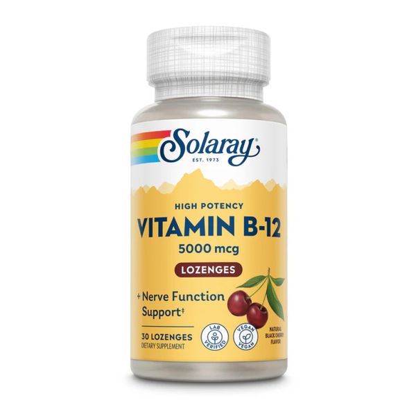 Вітамін Б12, Vitamin B-12 5000mcg - 30 льодяників з смаком вишні 2023-10-2388 фото