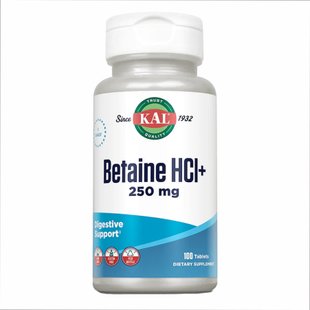 Бетаїн з пепсином, Betaine HCl Plus 250mg - 100 tabs 2022-10-1006 фото