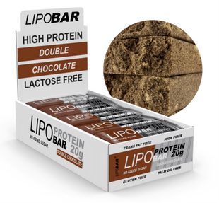 Протеїнові батончики, Lipobar - 20x50g Double chocolate 2022-10-2699 фото