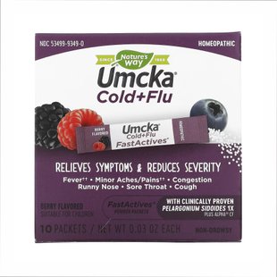 Засіб від застуди, Umcka Cold & Flu Berry Fastactv - 10x.912g 2022-10-1111 фото