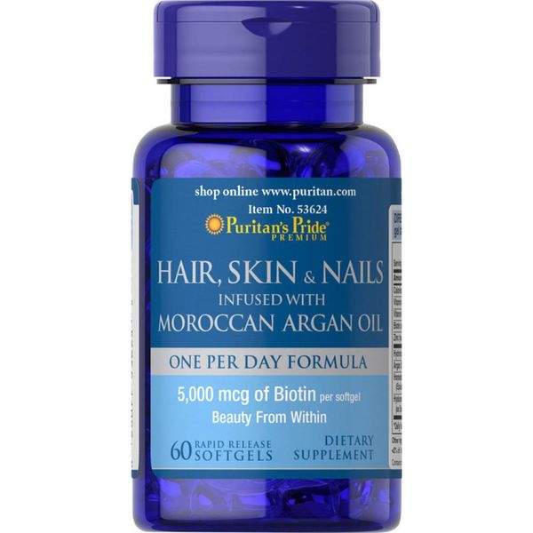 Hair Skin Nails infused with Moroccan Argan Oil - 60 softgels 100-53-8790168-20 фото