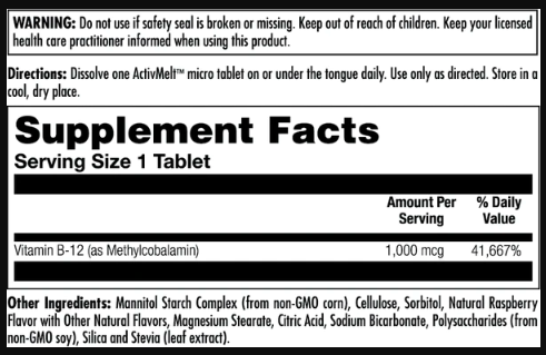 Метил Б12, B12 Methylcobalamin 1000mcg - 60 tabs Berry 2022-10-1011 фото