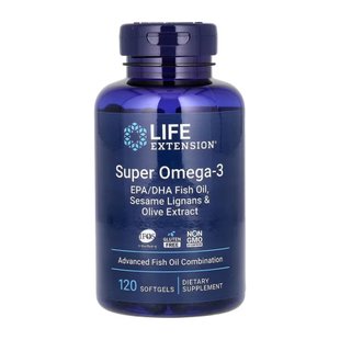 Омега 3, Super Omega-3 EPA/DHA Fish Oil Sesame Lignans & Olive Extract - 120 softgels 2022-10-1936 фото