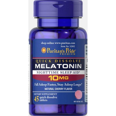 Quick Dissolve Melatonin 10 mg Cherry Flavor - 45 Tablets 100-12-1612517-20 фото