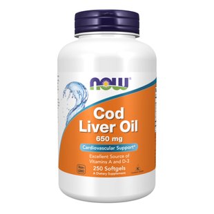 Риб'ячий жир з печінки тріски, Cod Liver Oil 650mg - 250 sgels 2022-10-2375 фото