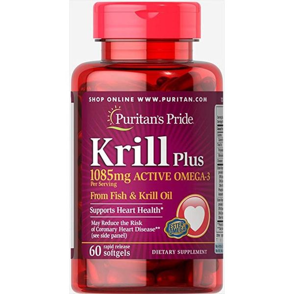 Krill Plus (1085mg Active Omega 3) - 60 softgels 100-22-3194152-20 фото