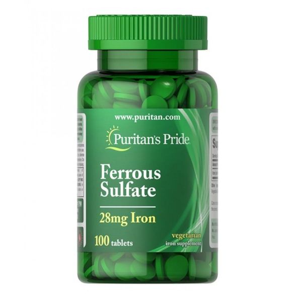 Iron Ferrous Sulfate 28 mg - 100 Tablets 100-82-5001285-20 фото