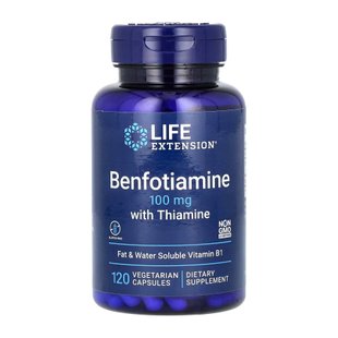 Бенфотіамін з тіаміном, Benfotiamine with Thiamine 100 mg - 120 vcaps 2022-10-1882 фото