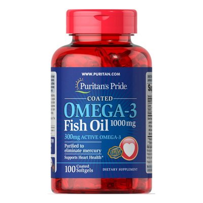 Omega-3 Fish Oil 1000 mg (300 mg Active Omega-3) - 100 Softgels 100-96-4027083-20 фото