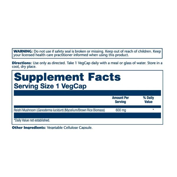 Гриб Рейші, Reishi Mushroom 600mg - 100ct 2023-10-2128 фото