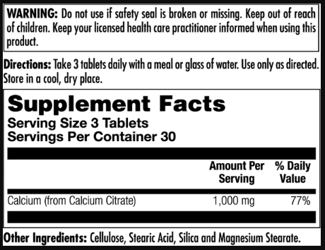 Calcium Citrate 1000mg - 90 tabs 2023-10-2160 фото