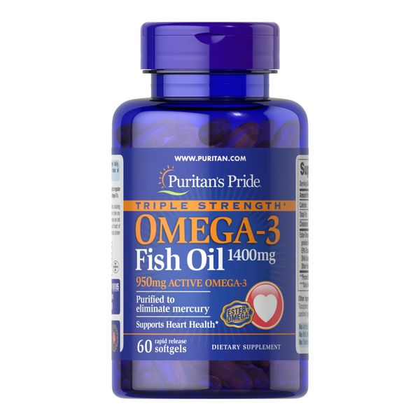 Омега-3, Triple Strength Omega-3 Fish Oil 1400mg - 60 softgels 100-74-4903484-20 фото