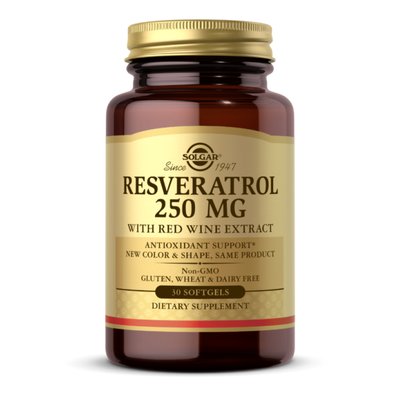 Resveratrol 250mg with Red Wine Extract - 30 softgels 2022-10-1542 фото