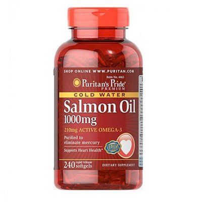 Omega-3 Salmon Oil 1000 mg (210 mg Active Omega-3) - 240 Softgels 100-89-4404551-20 фото