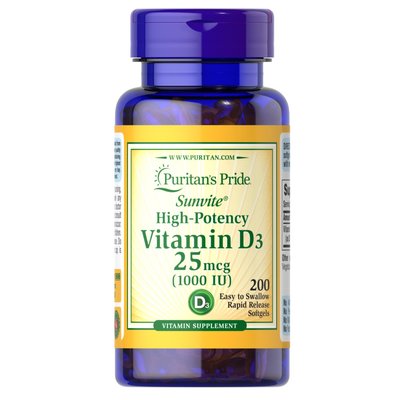 Vitamin D3 25mcg 1000IU - 200softgels 2022-09-0128 фото