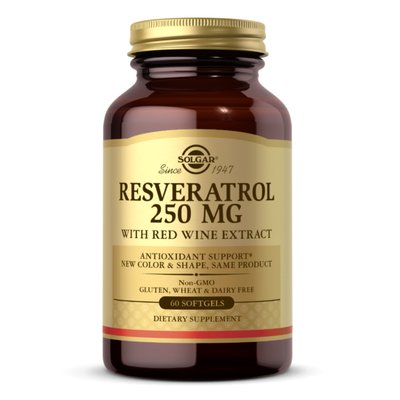 Resveratrol 250mg with Red Wine Extract - 60 softgels 2022-10-1545 фото