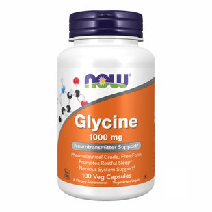 Глицин для нервной системы, Now Foods Glycine 1000 мг 100 капсул 100-36-1957771-20 фото
