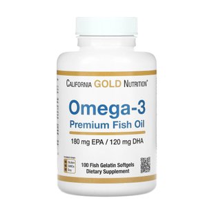 Омега 3, California Gold Omega-3 Premium Fish Oil 180mg - 100 softgels 2022-09-0726 фото