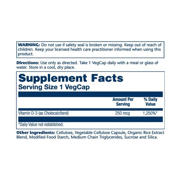 Вітамін Д3 10.000 IU, Super Strength Vitamin D-3 250mcg - 60 vcaps 2022-10-1800 фото