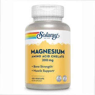 Магній хелат, Solaray Magnesium Amino Acid Chelate 200mg - 100 vcaps 2022-10-1026 фото