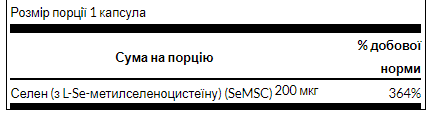 Селен, SeMSC Selenium 200mcg - 120caps 100-99-7857548-20 фото