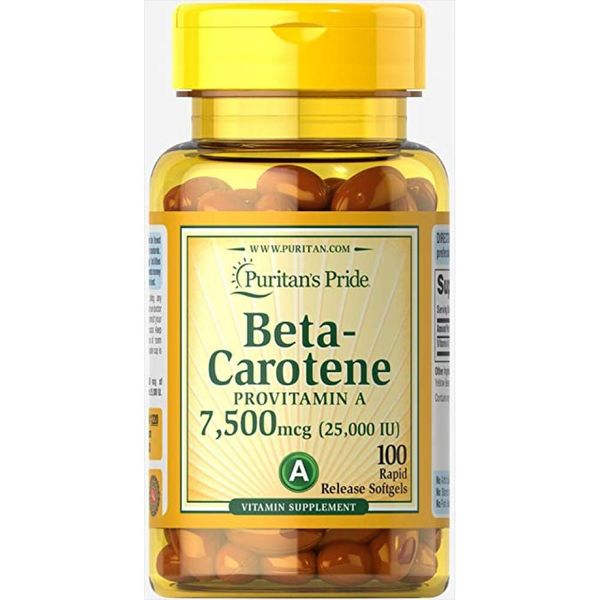 Бета каротин, Beta-Carotene 25000 IU - 100 Softgels 100-94-6953435-20 фото